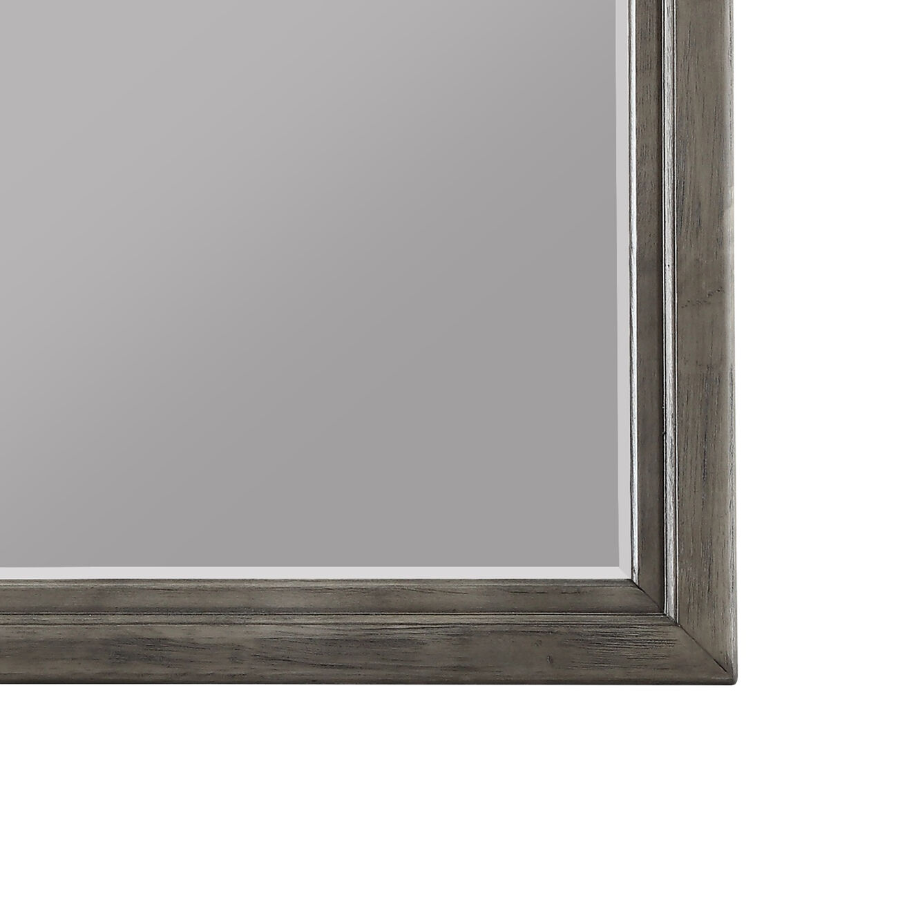 Transitional Style Wooden Decorative Mirror with Arched Top, Gray