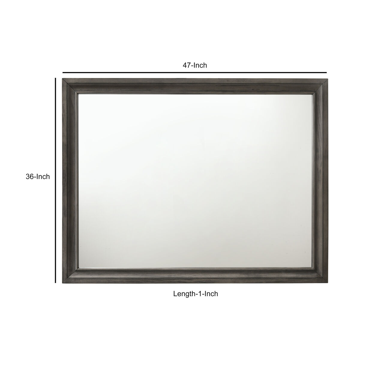 Transitional Style Wooden Decorative Mirror with Beveled Edges, Gray