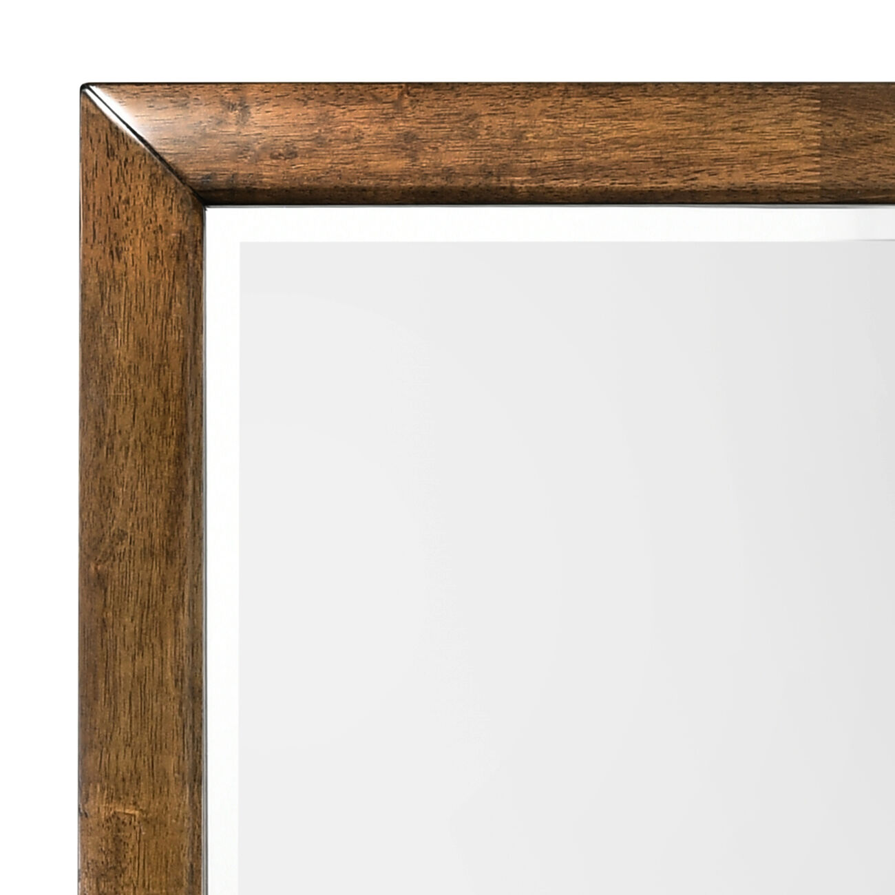 Transitional Style Wooden Decorative Mirror with Beveled Edge, Brown