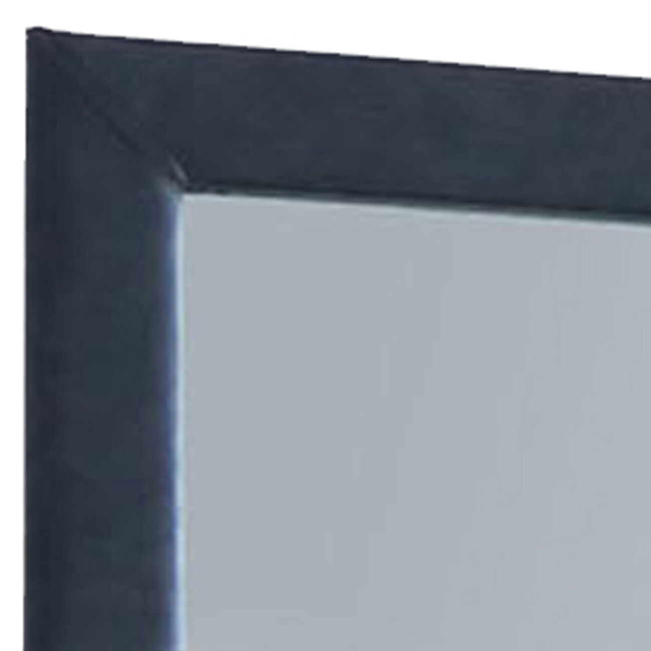 Fabric Upholstery Wooden Frame Mirror with Welt Trims, Blue