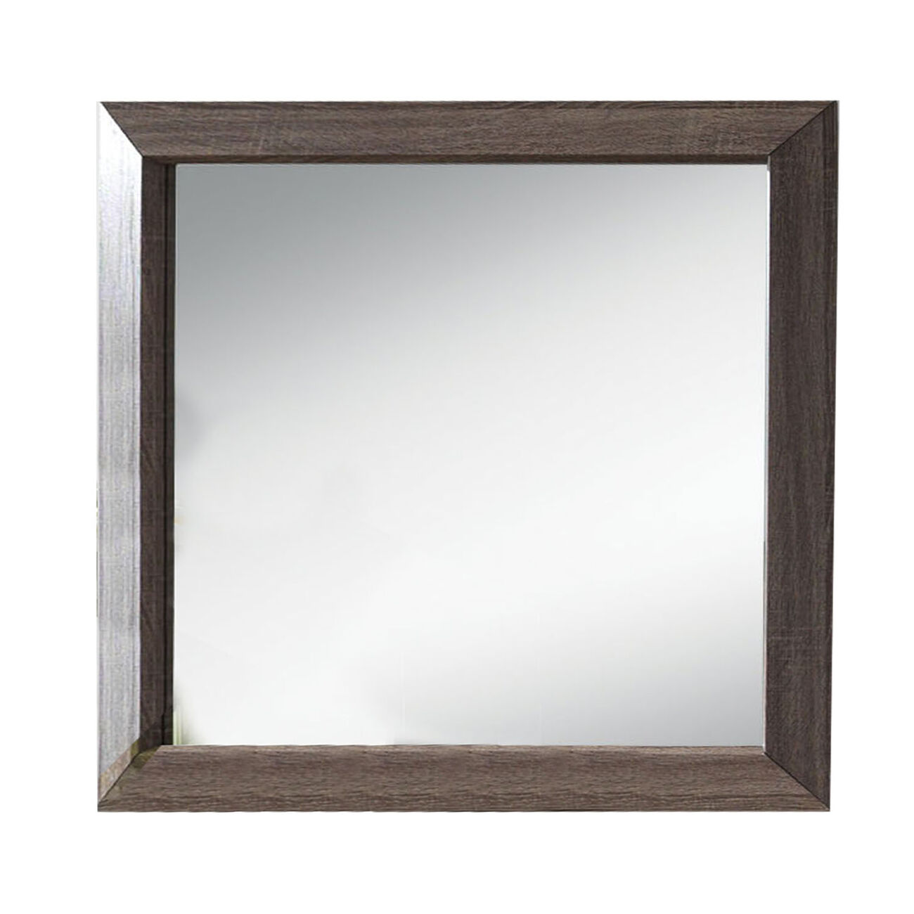 Wooden Clean Lines Framed Mirror with Rectangular Shape,Weathered Gray