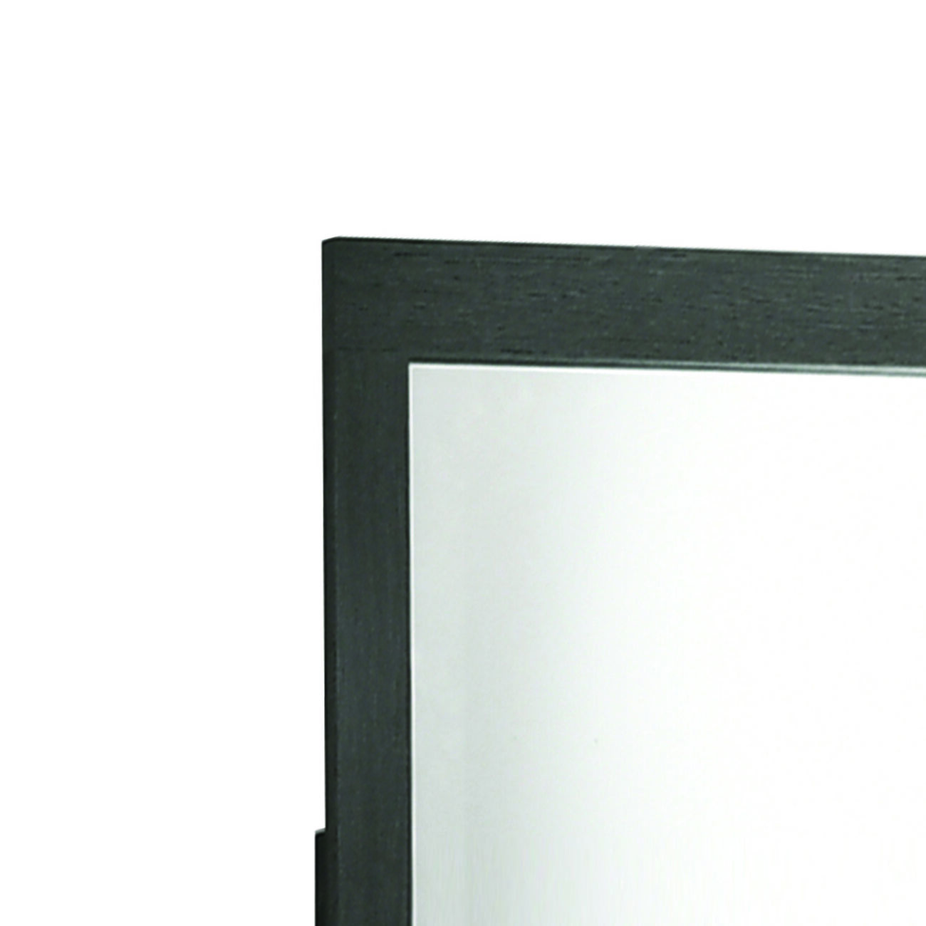 Rectangular Wooden Framed Mirror with Beveled Edge, Gray and Silver