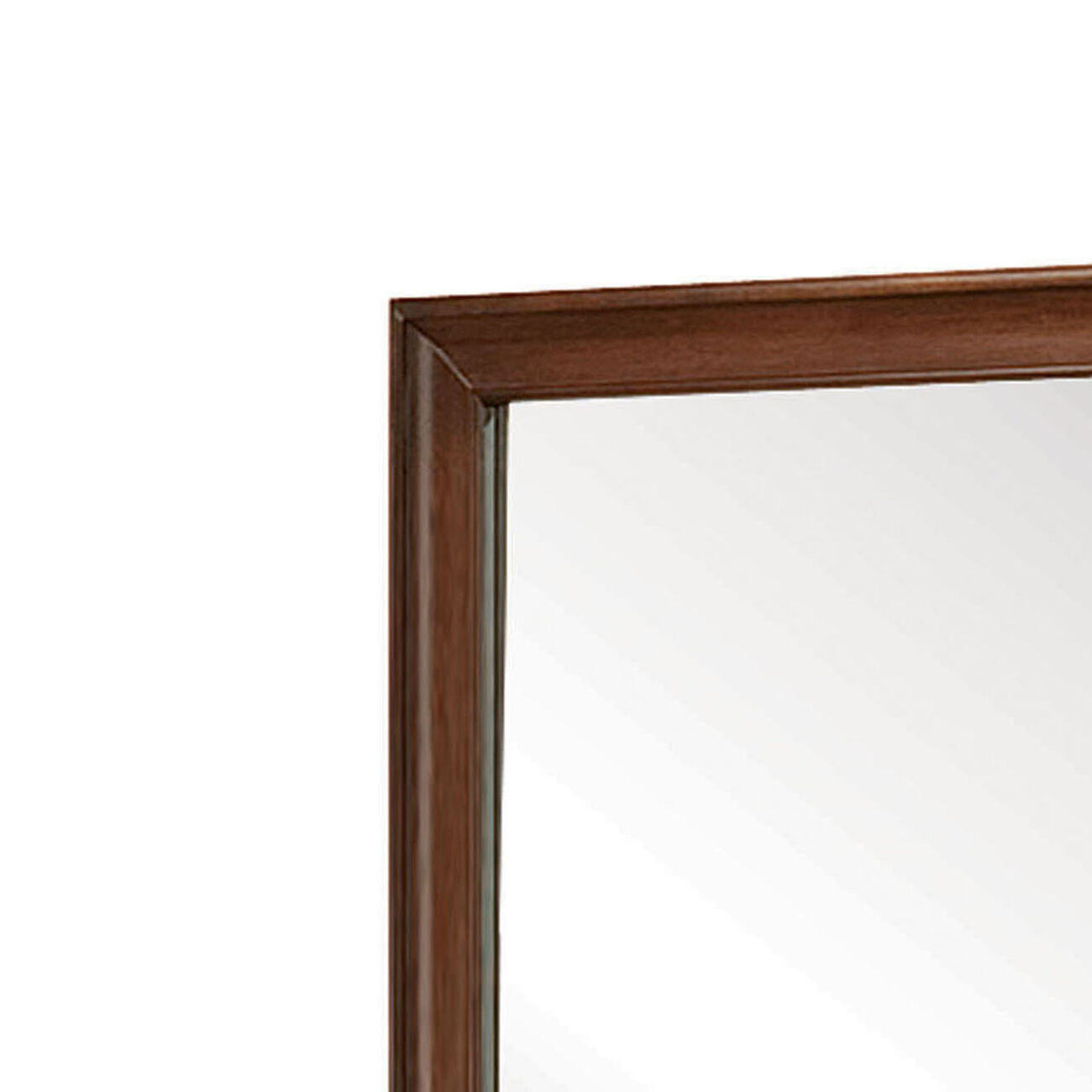 Transitional Style Wooden Mirror with Beveled Edge, Brown and Silver