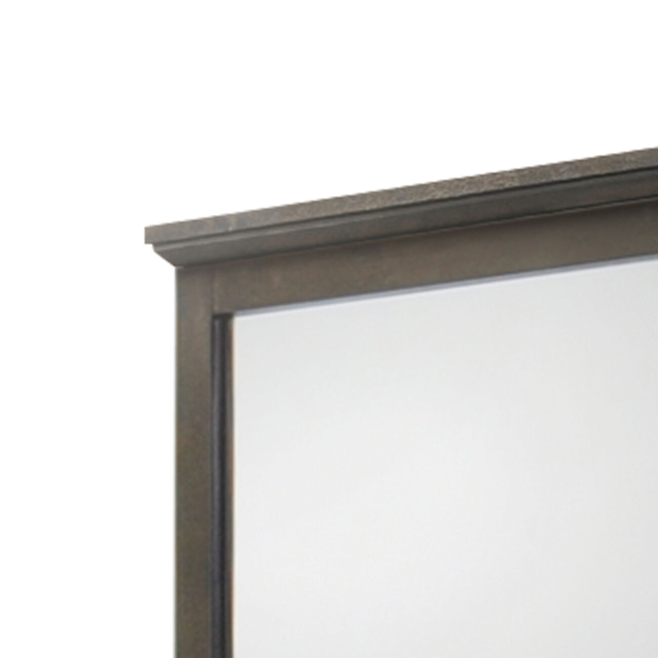 Square Wooden Frame Mirror with Raised Moulded Top, Brown and Silver
