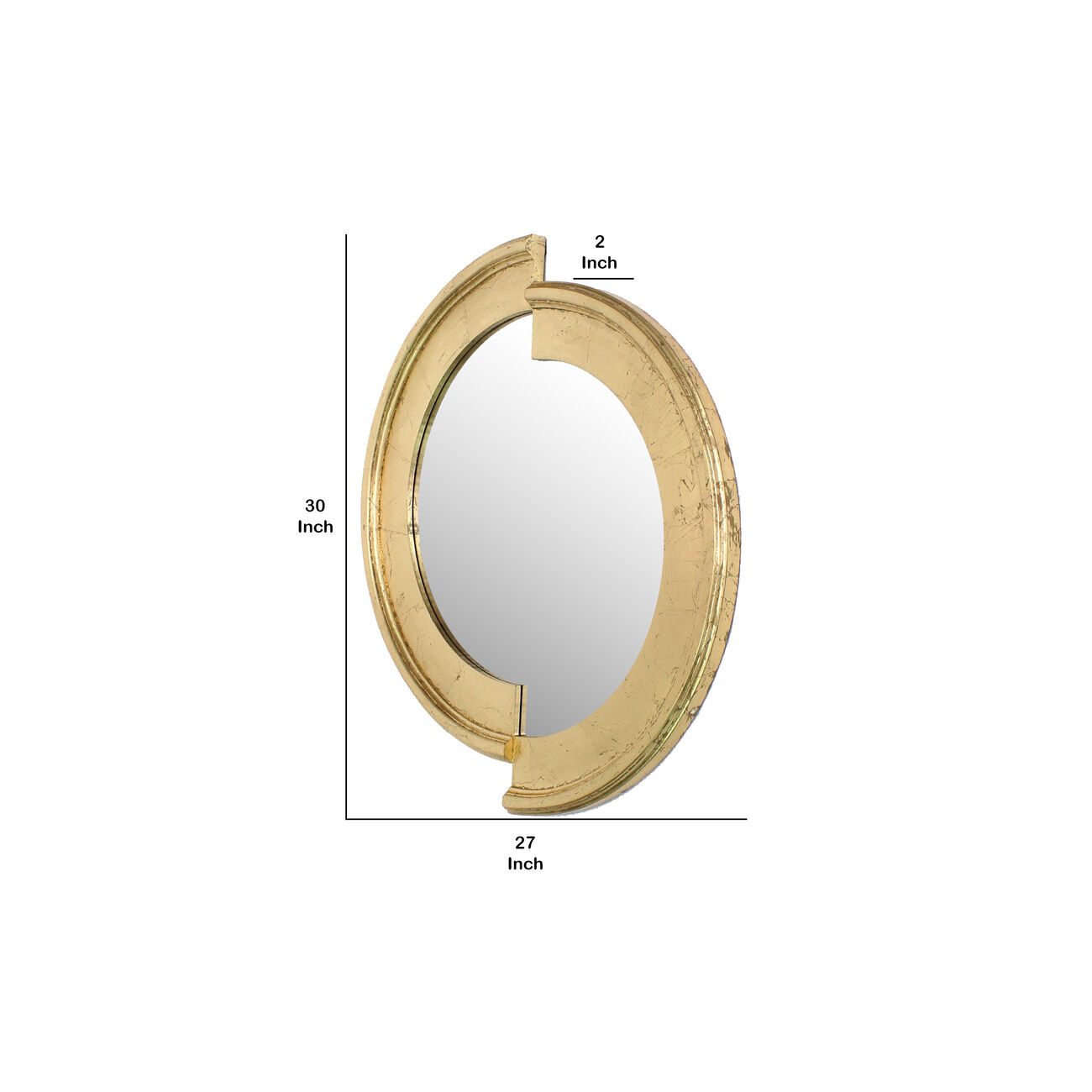 Semicircle Wooden Dressing Mirror with Interlaced Pattern Design, Gold