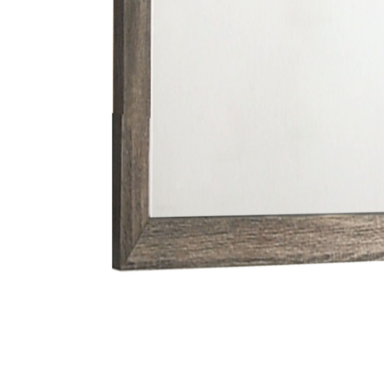 Rectangular Wood Encased Dresser Top Mirror, Oak Brown and Silver