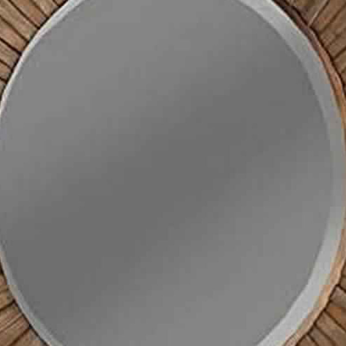 Transitional Sunburst Round Mirror with Wooden Frame, Brown