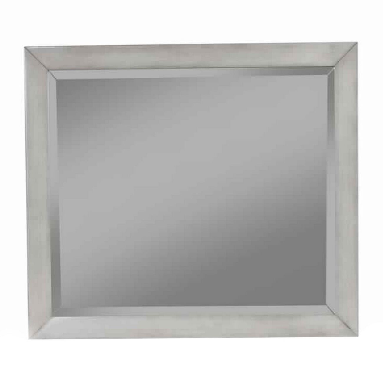Mid Century Modern Rectangular Molded Mirror with Wooden Frame, Gray
