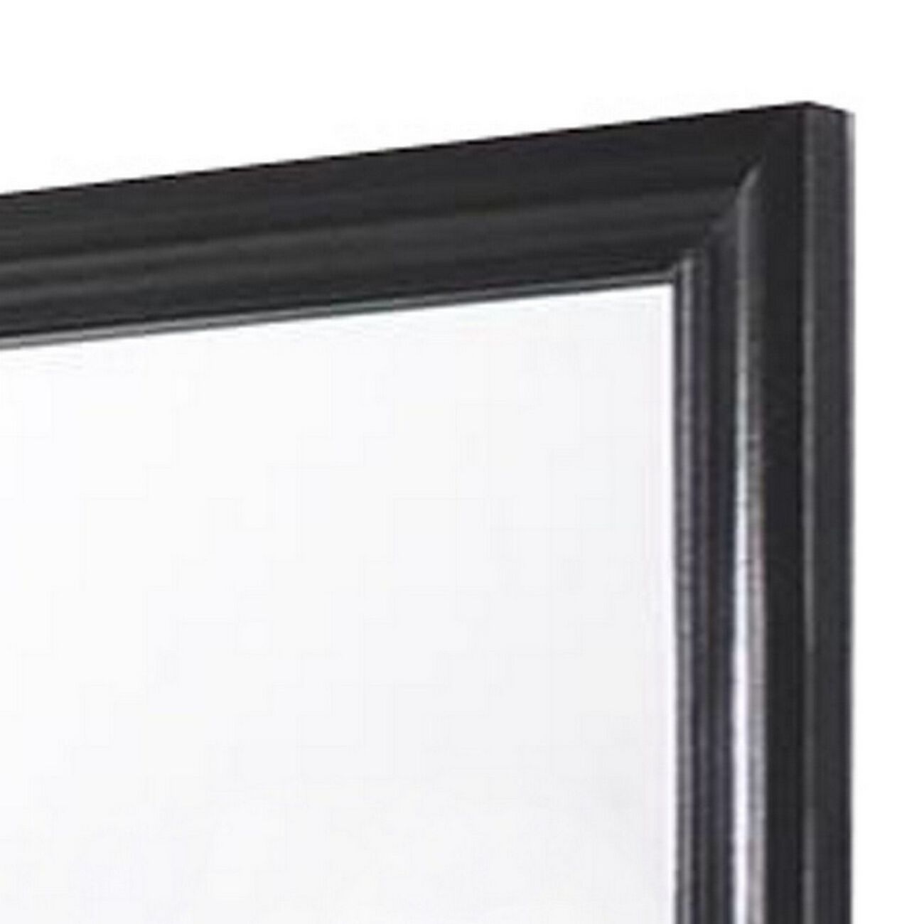 Molded Wooden Frame Dresser Top Mirror, Black and Silver