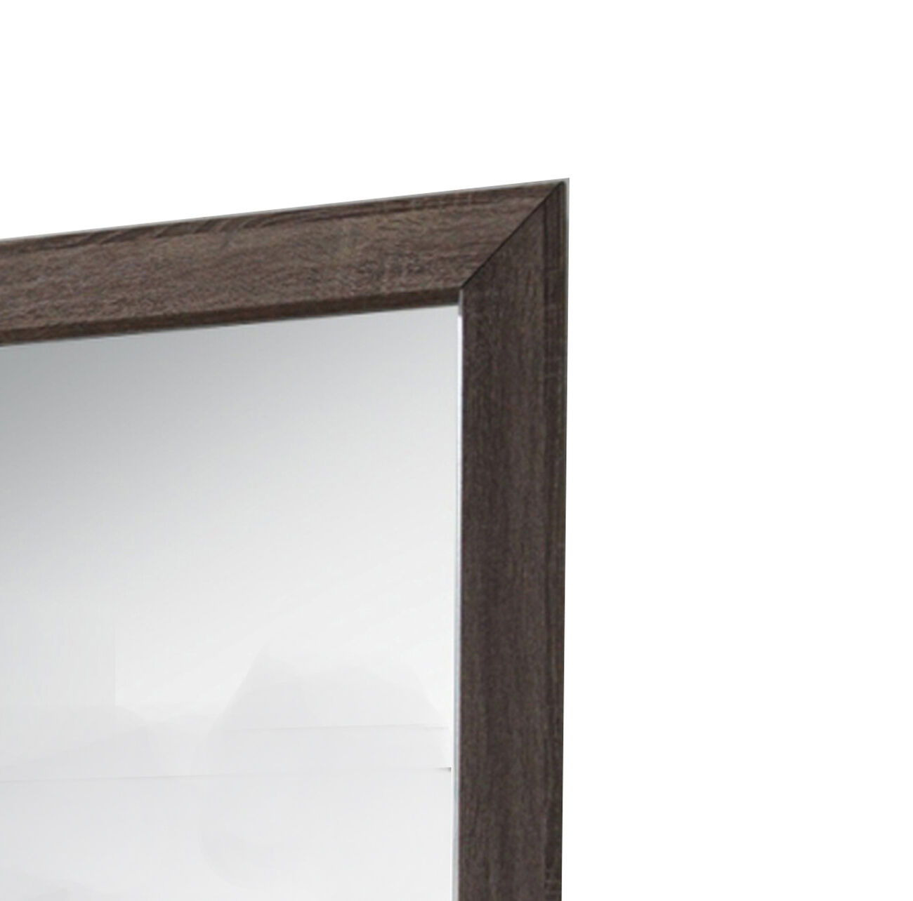 Rectangular and Bulged Wooden Frame Dresser Top Mirror, Brown and Silver