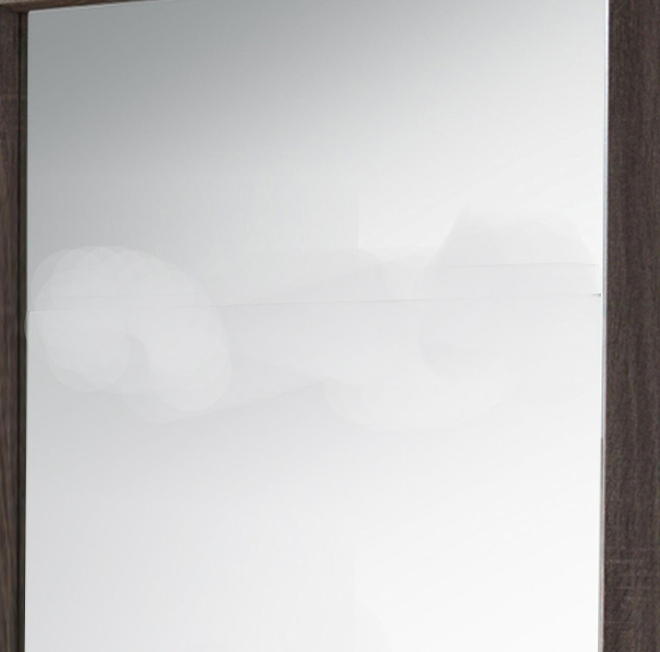 Rectangular and Bulged Wooden Frame Dresser Top Mirror, Brown and Silver