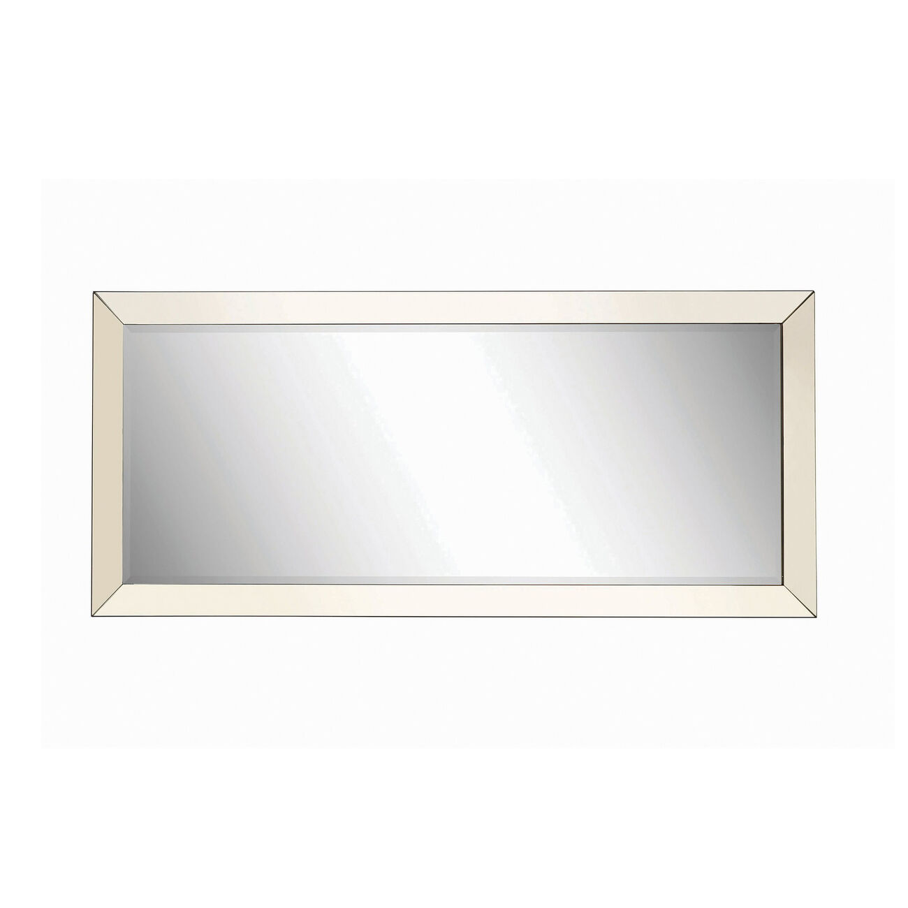 Rectangular Shaped Floor Mirror with Beveled Edge, Silver