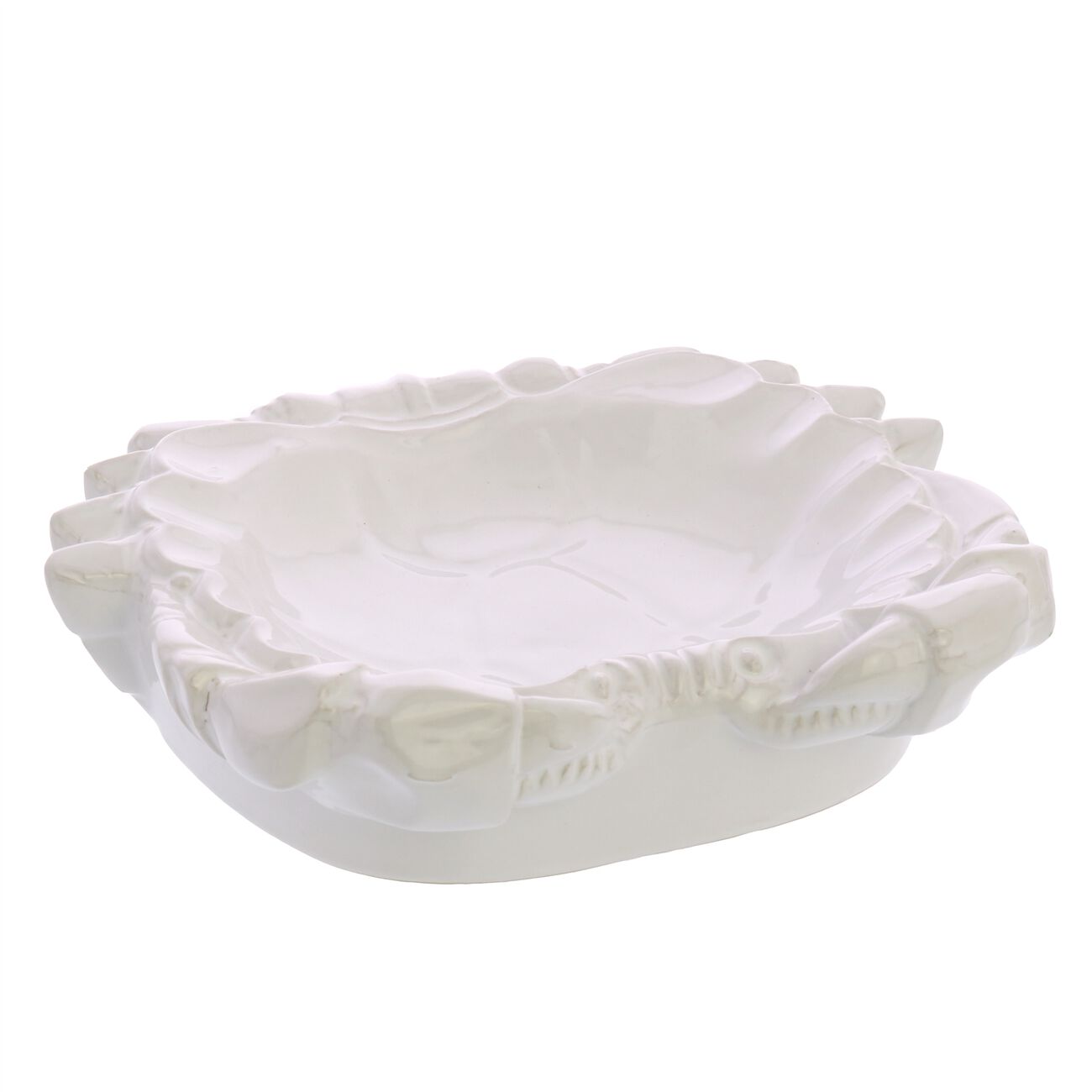 Transitional Styled Ceramic Crab Shaped Large Soap Dish, White