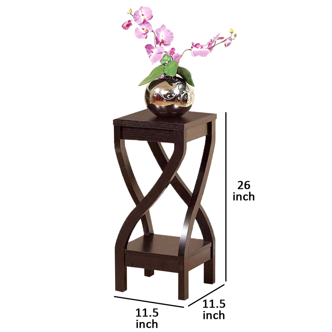 Elegant Design Small Size Plant Stand, Dark Brown