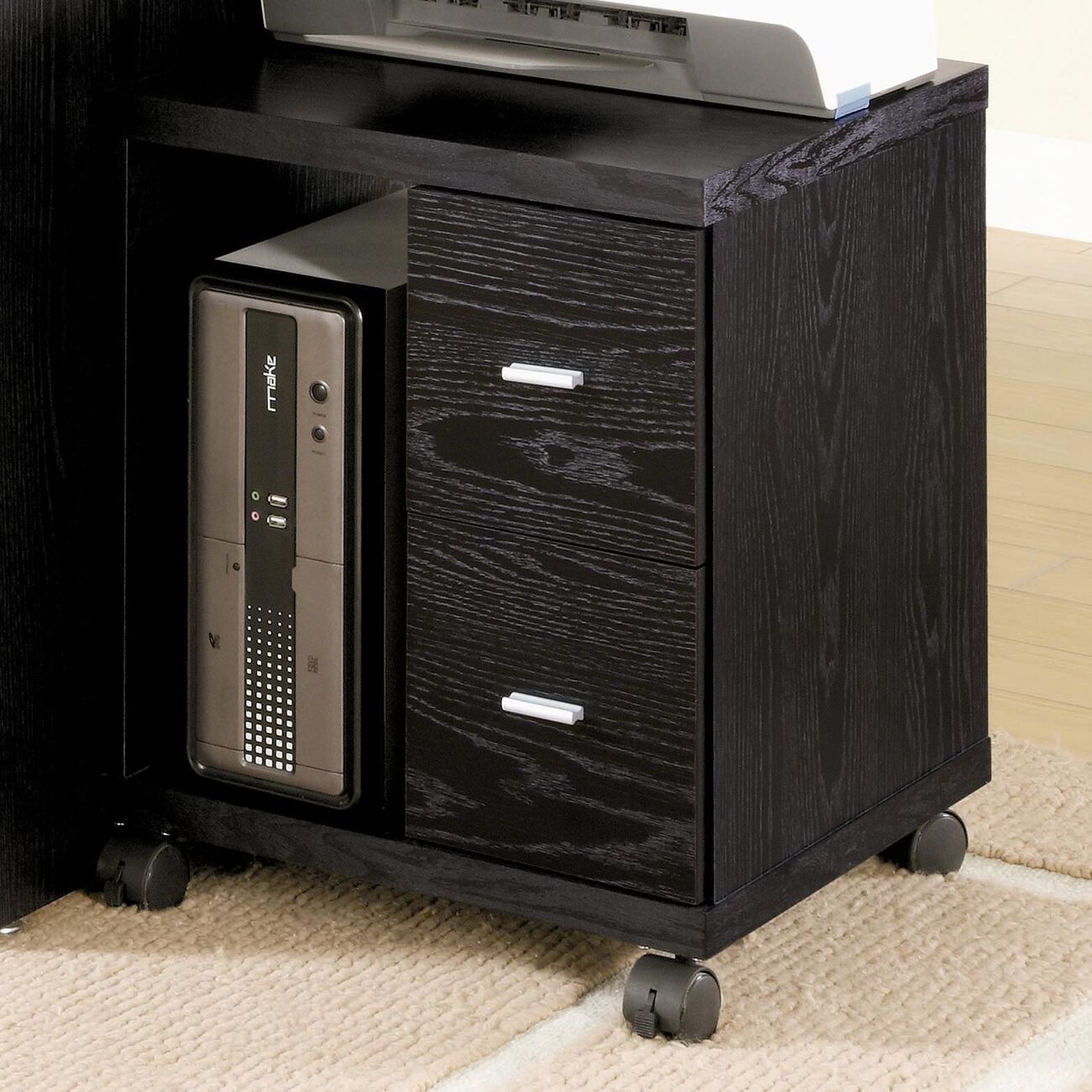 CPU Stand With Two Drawers, Black