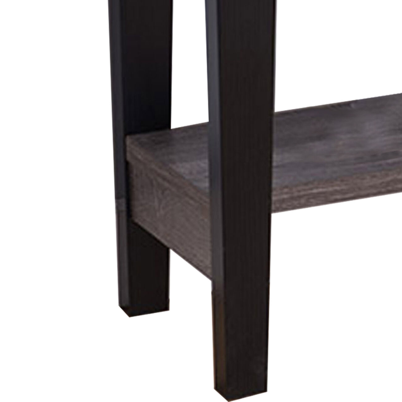 Wooden Console Table With Bottom Shelf, Black And Gray