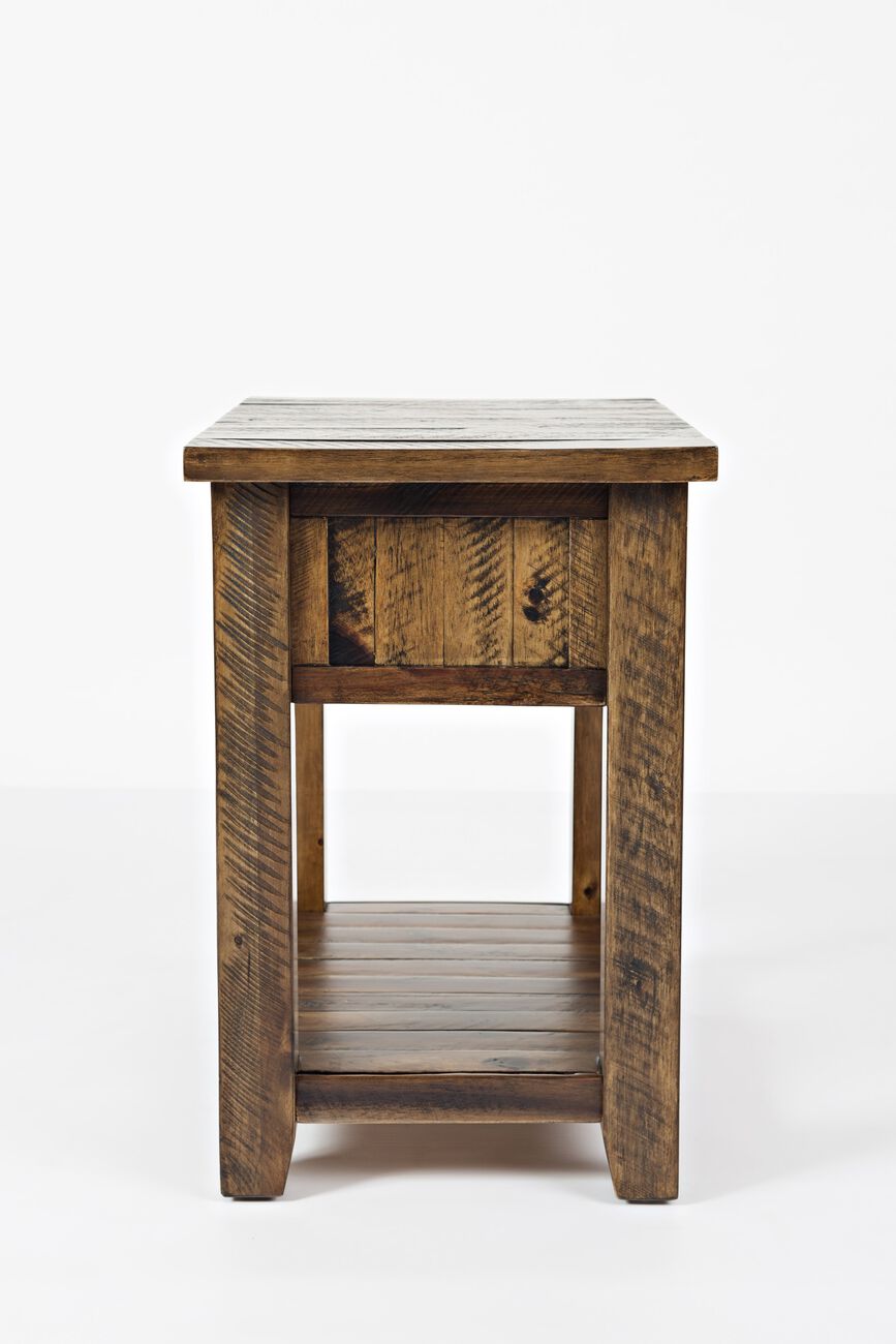 Wooden One Drawer Chairside Table, Dakota Oak Brown