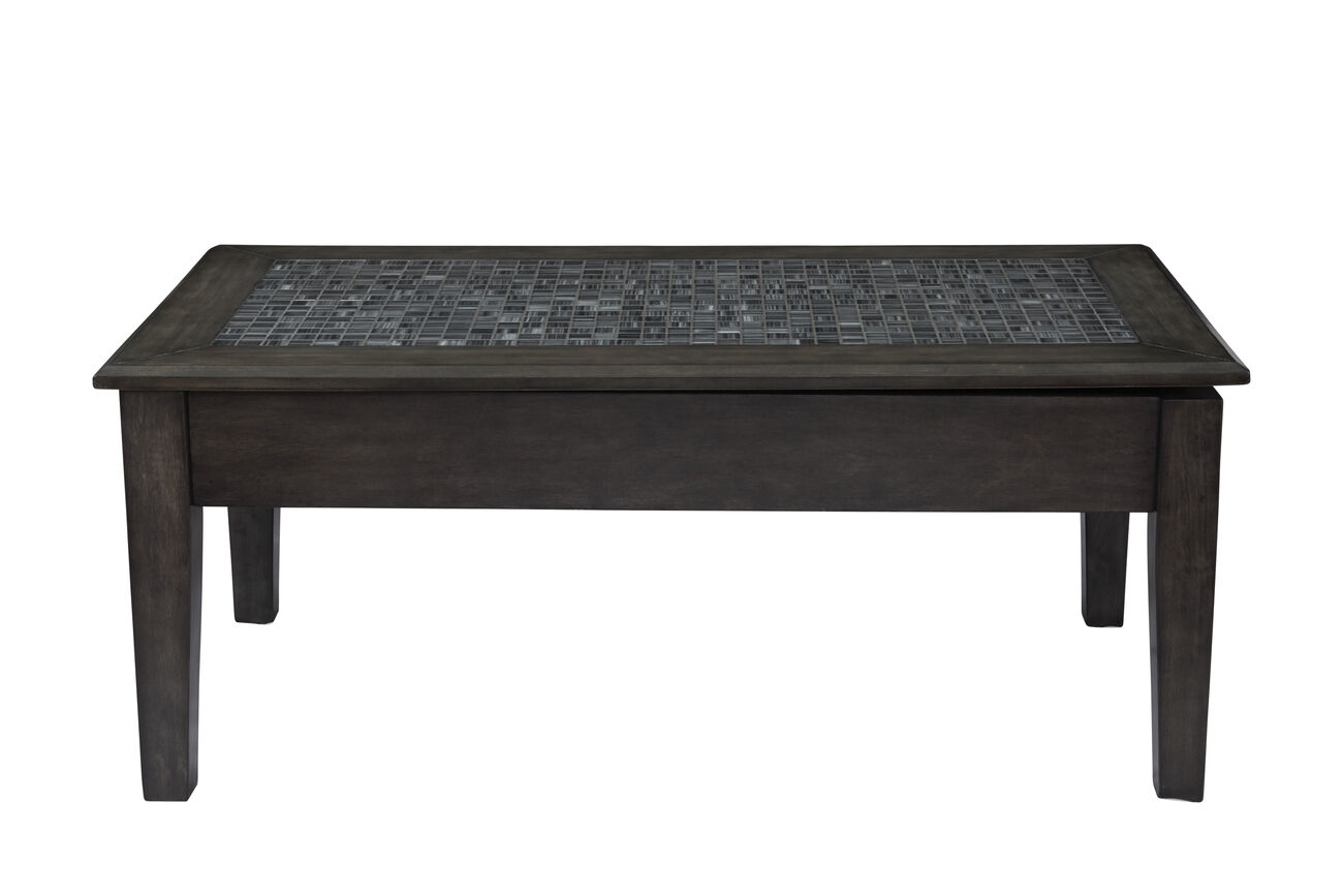 Stone Marble Cocktail Table With Lift Top, Dark Gray
