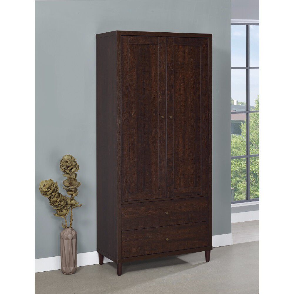 Brown Tall Wooden Accent Cabinet With Doors