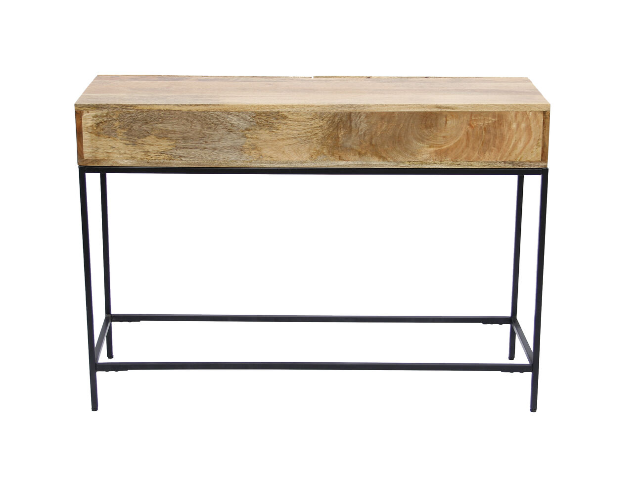 Mango Wood and Metal Console Table With Two Drawers, Brown