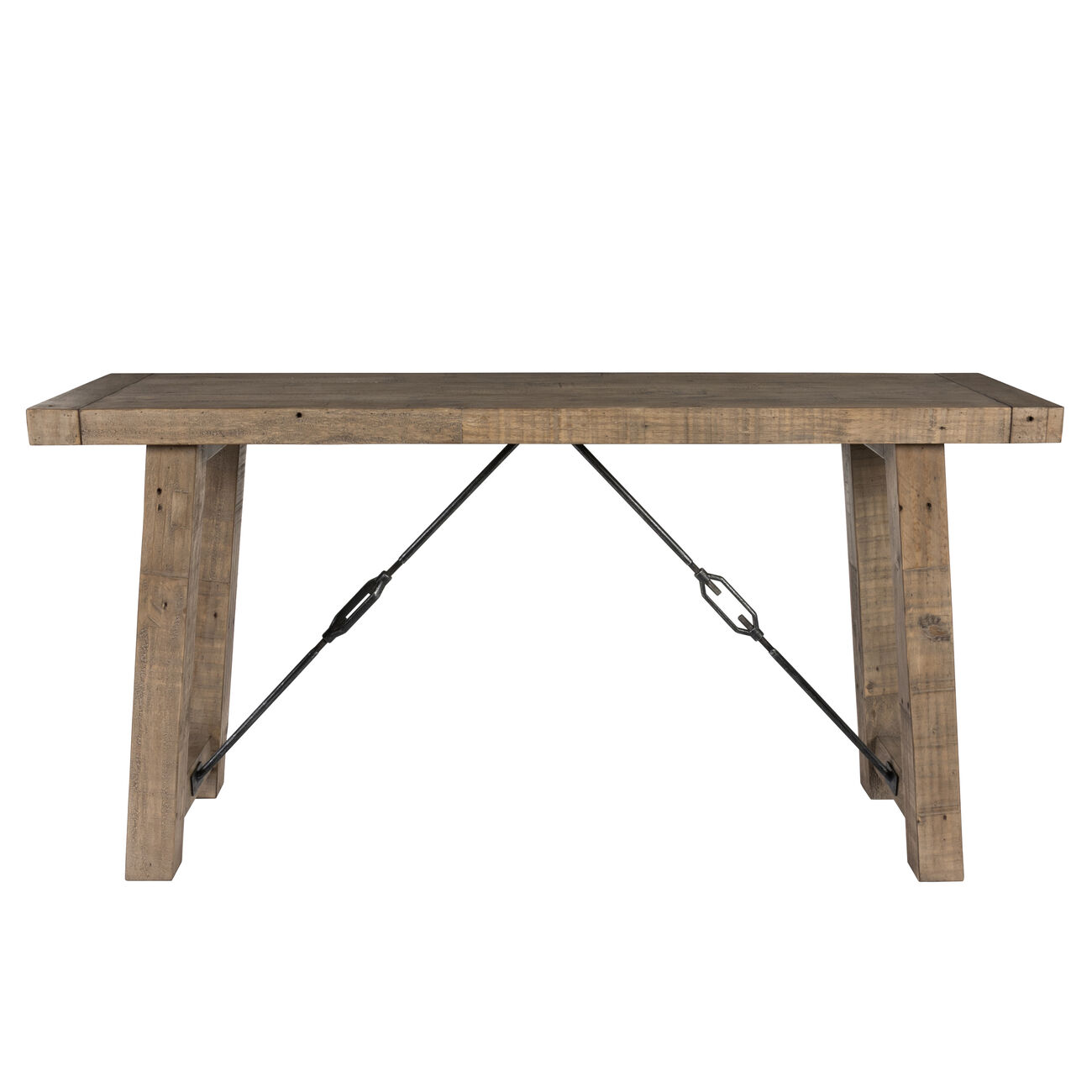 Handcrafted Reclaimed Wood Console Table with Grains, Weathered Gray