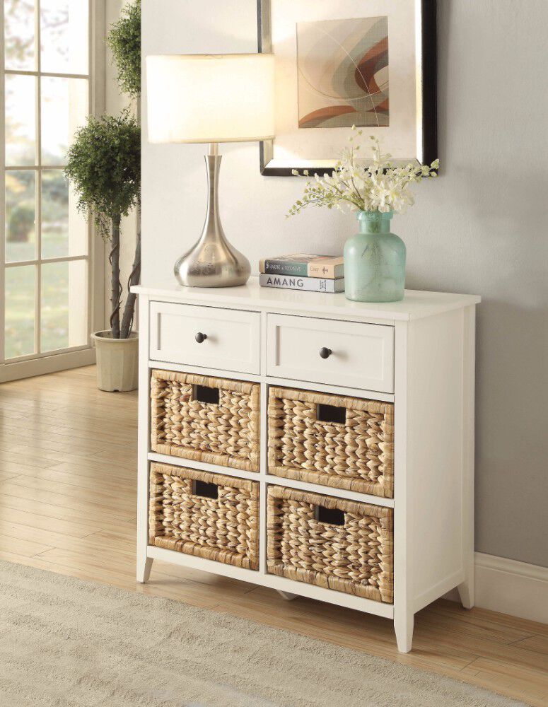 Flavius Console Table With 6 Drawers, White