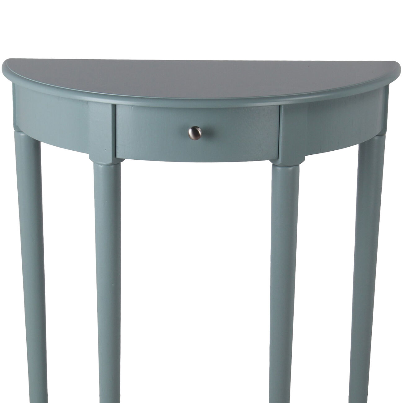 1 Drawer Half Moon Console Table with Round Legs, Small, Sage Blue