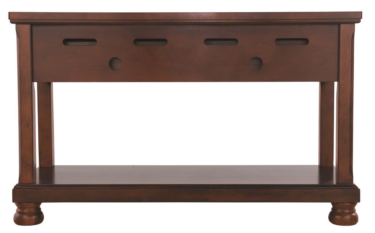 Wooden Console Table with Bun Feet and Storage Space, Brown