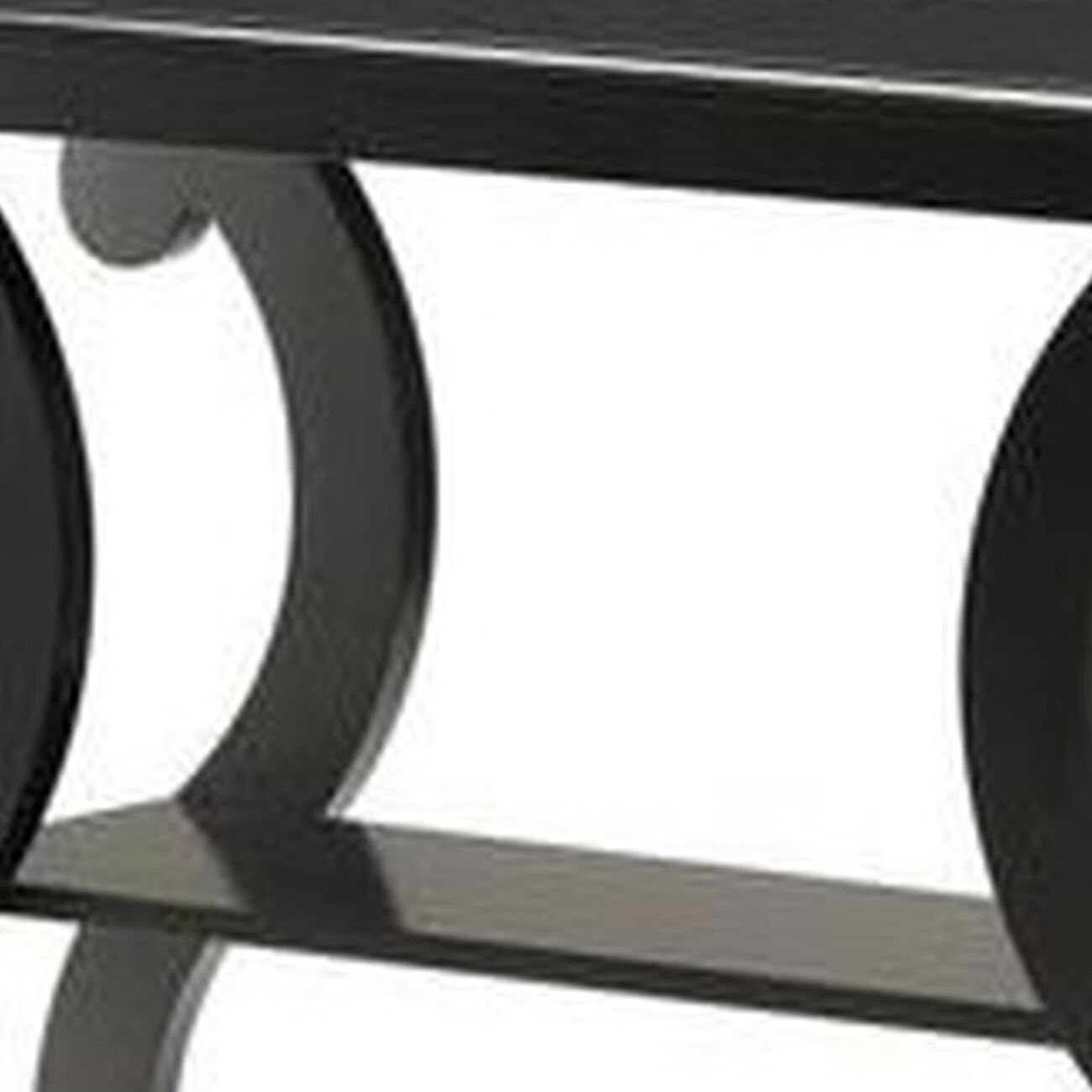 Contemporary Wooden Console Table with 2 Open Bottom Shelves, Black