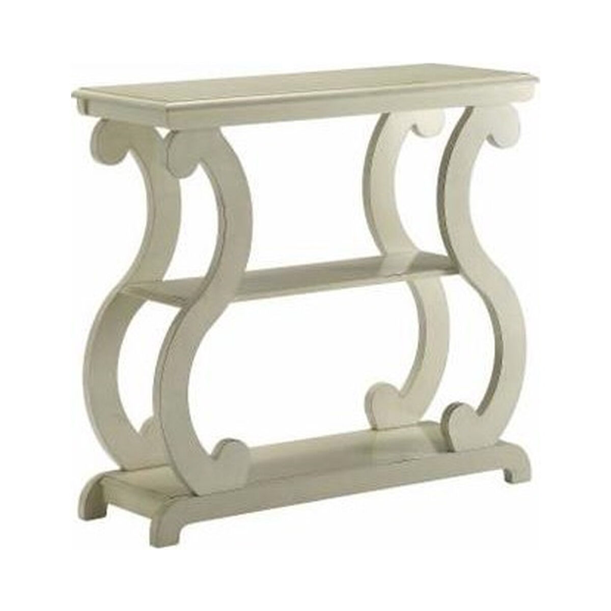 Contemporary Wooden Console Table with 2 Open Bottom Shelves, White