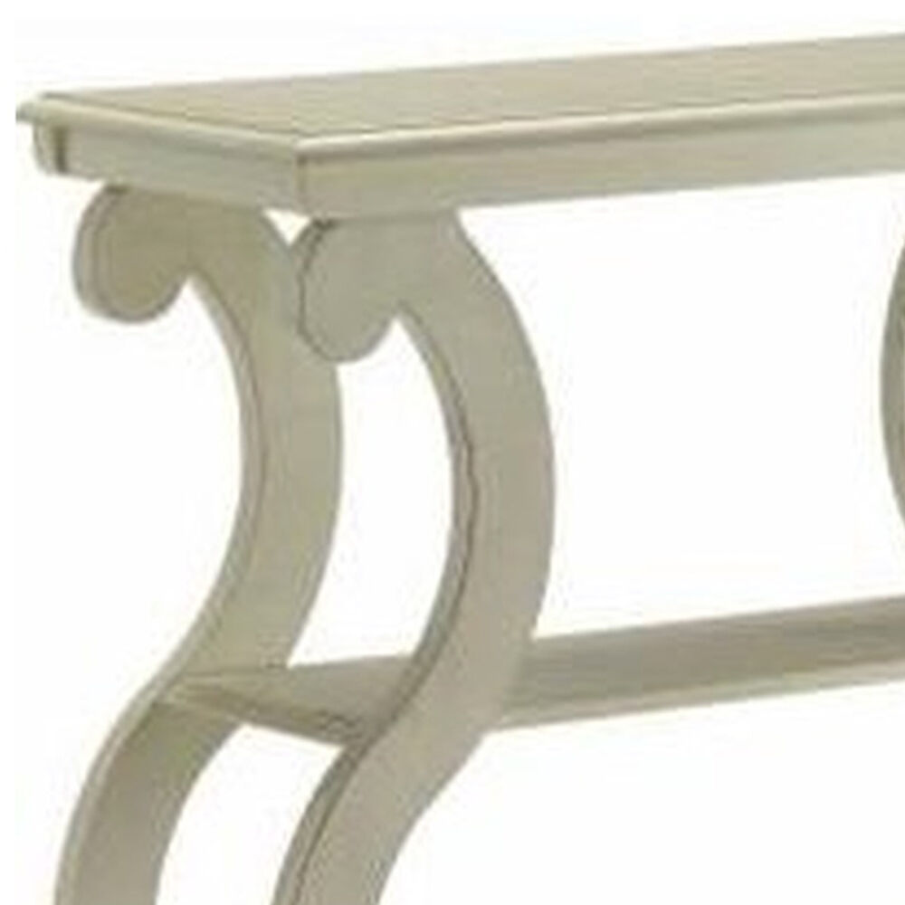 Contemporary Wooden Console Table with 2 Open Bottom Shelves, White