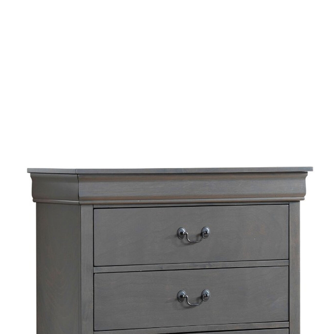 Contemporary Style Wooden Chest With 5 Drawers, Gray