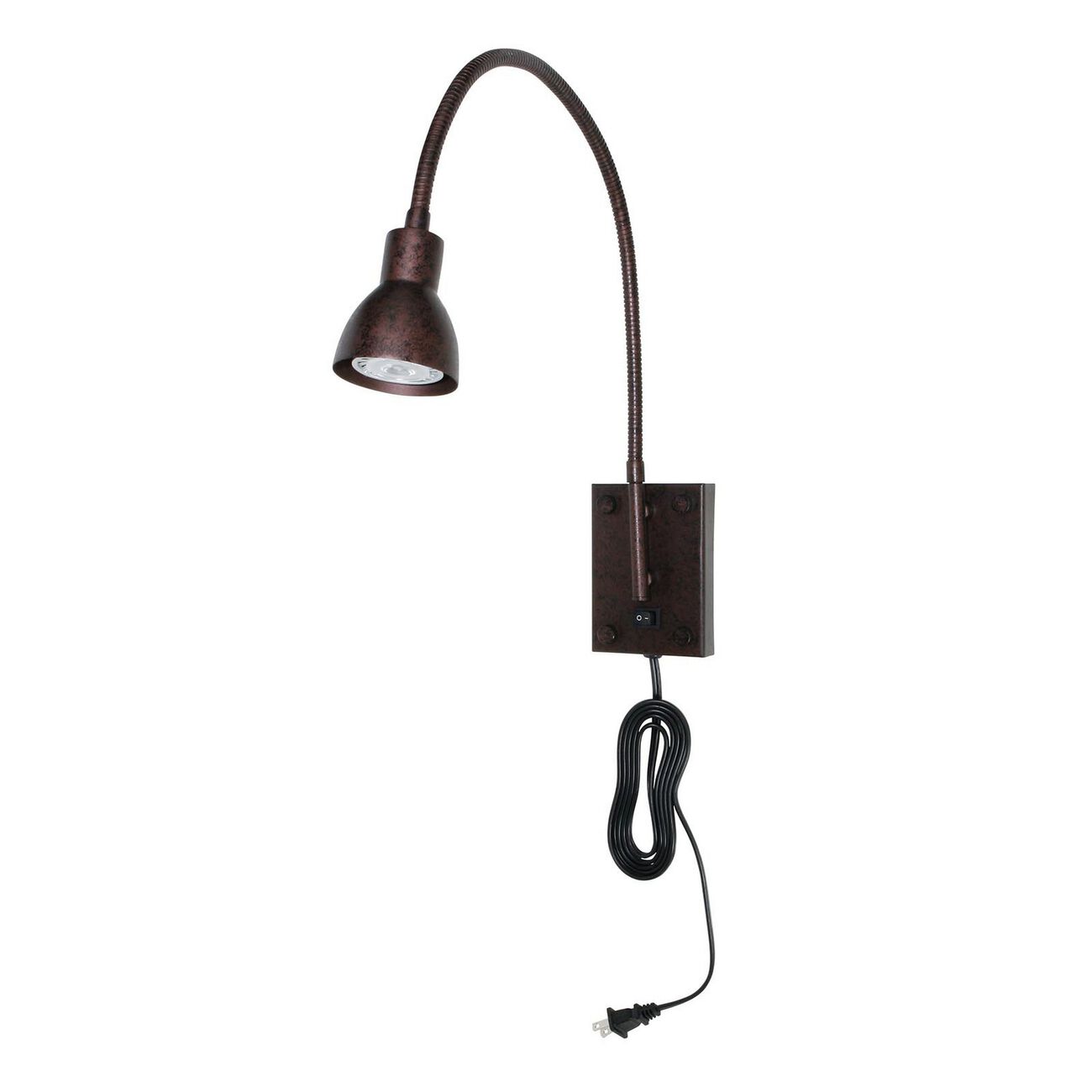 Metal Round Wall Reading Lamp with Plug In Switch, Bronze