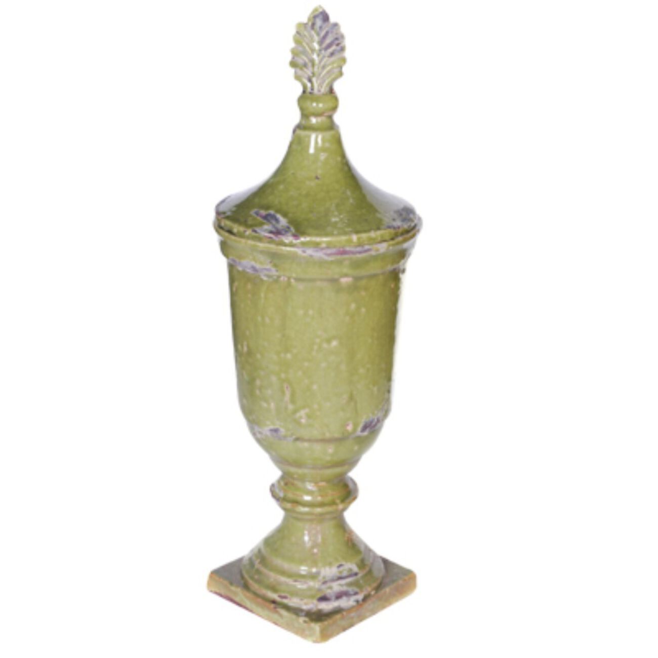 Ceramic Lidded Jar ,Green