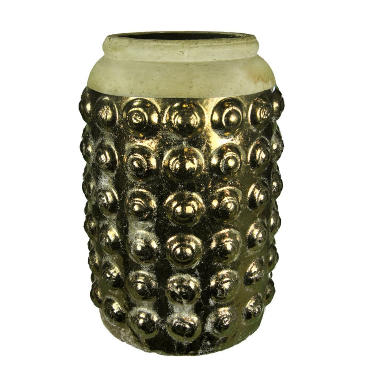 Ceramic Vase With Pimpled Pattern, Gold