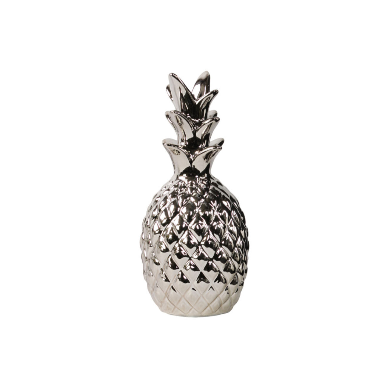 Polished Pineapple Figurine In Ceramic, Silver