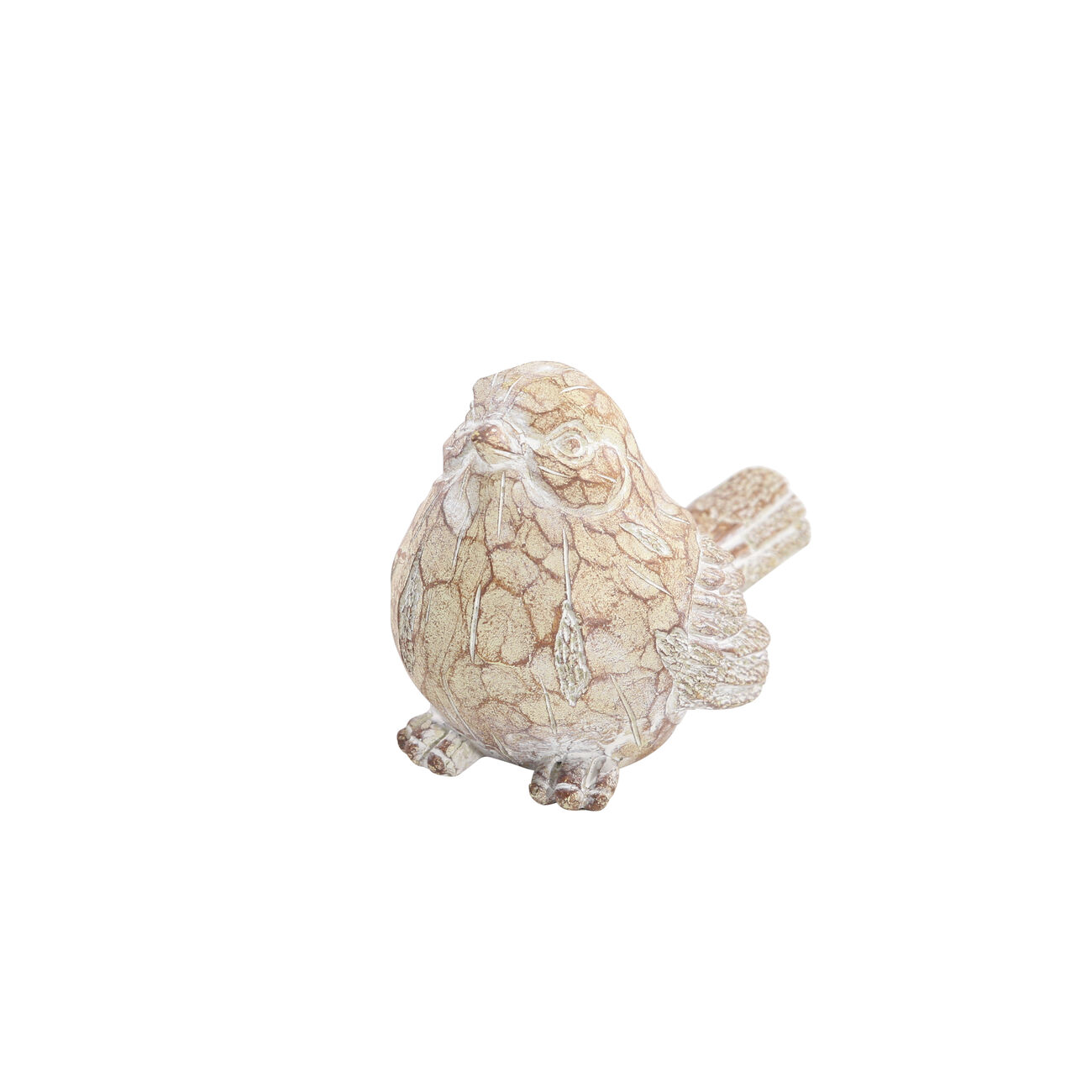 PolyresinDecorative Bird Figurine with Distressed Details, Brown