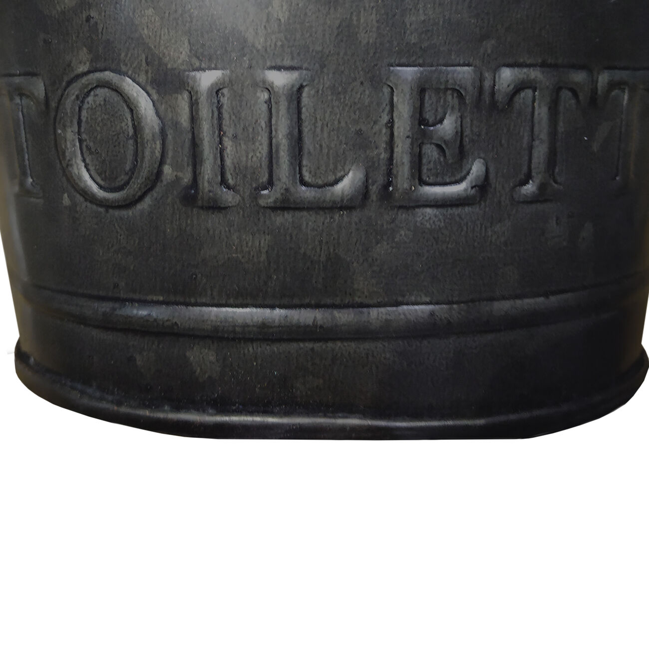 Iron Toilet Caddy With Wooden Handles And Toilette Front, Dark Gray