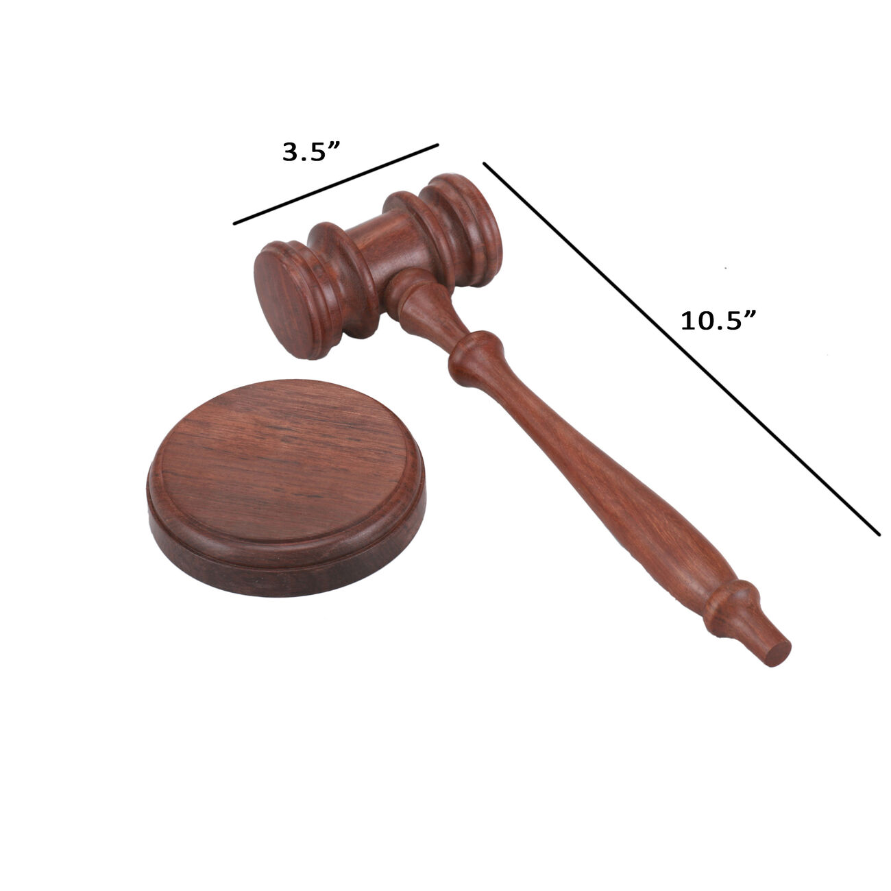 Wooden Gavel And Round Block Set, Natural Brown