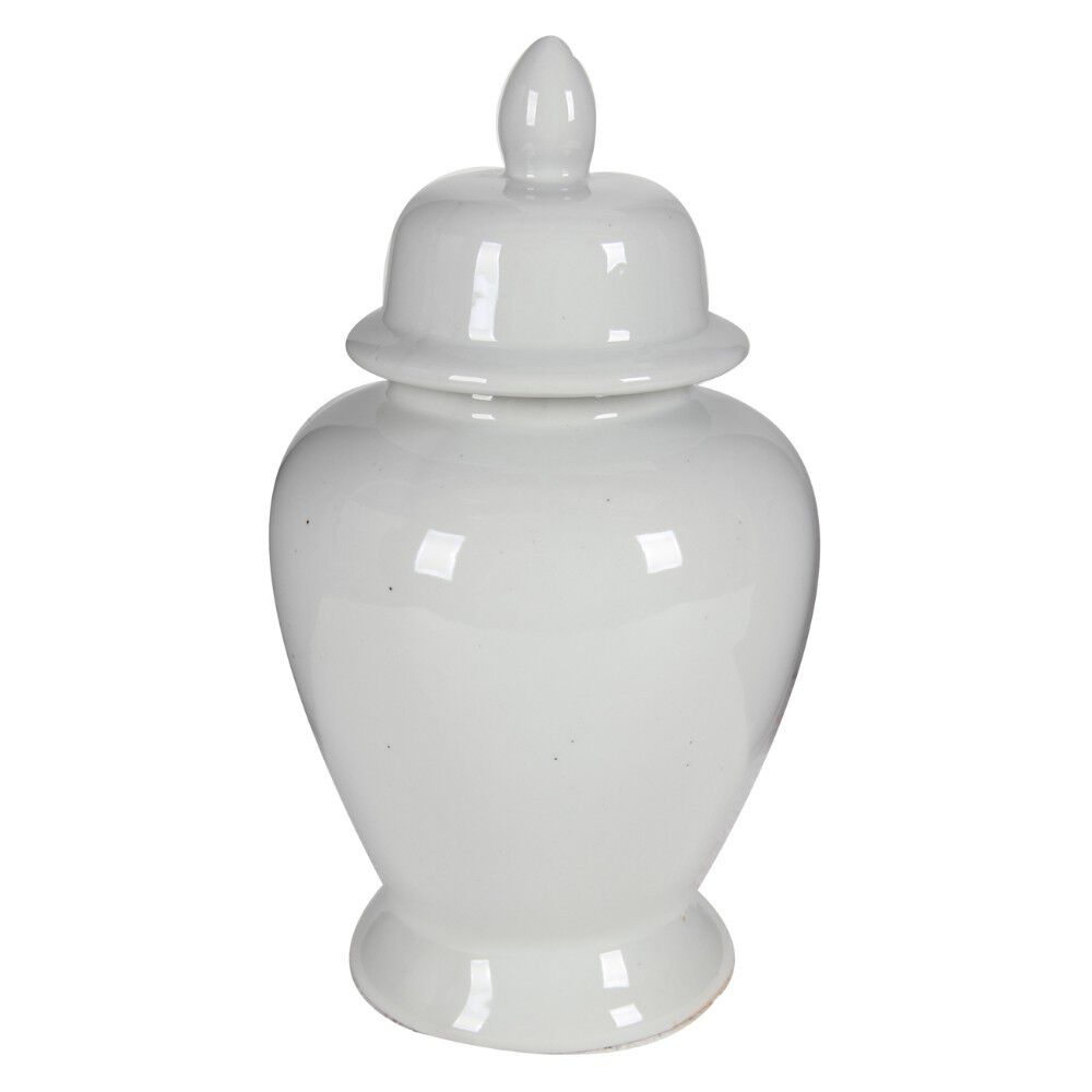 decorative Porcelain Ginger Jar with Lidded Top, Medium, White