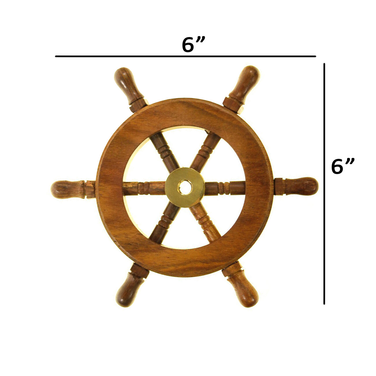 decorative Wooden Ship Wheel - Wood and Brass