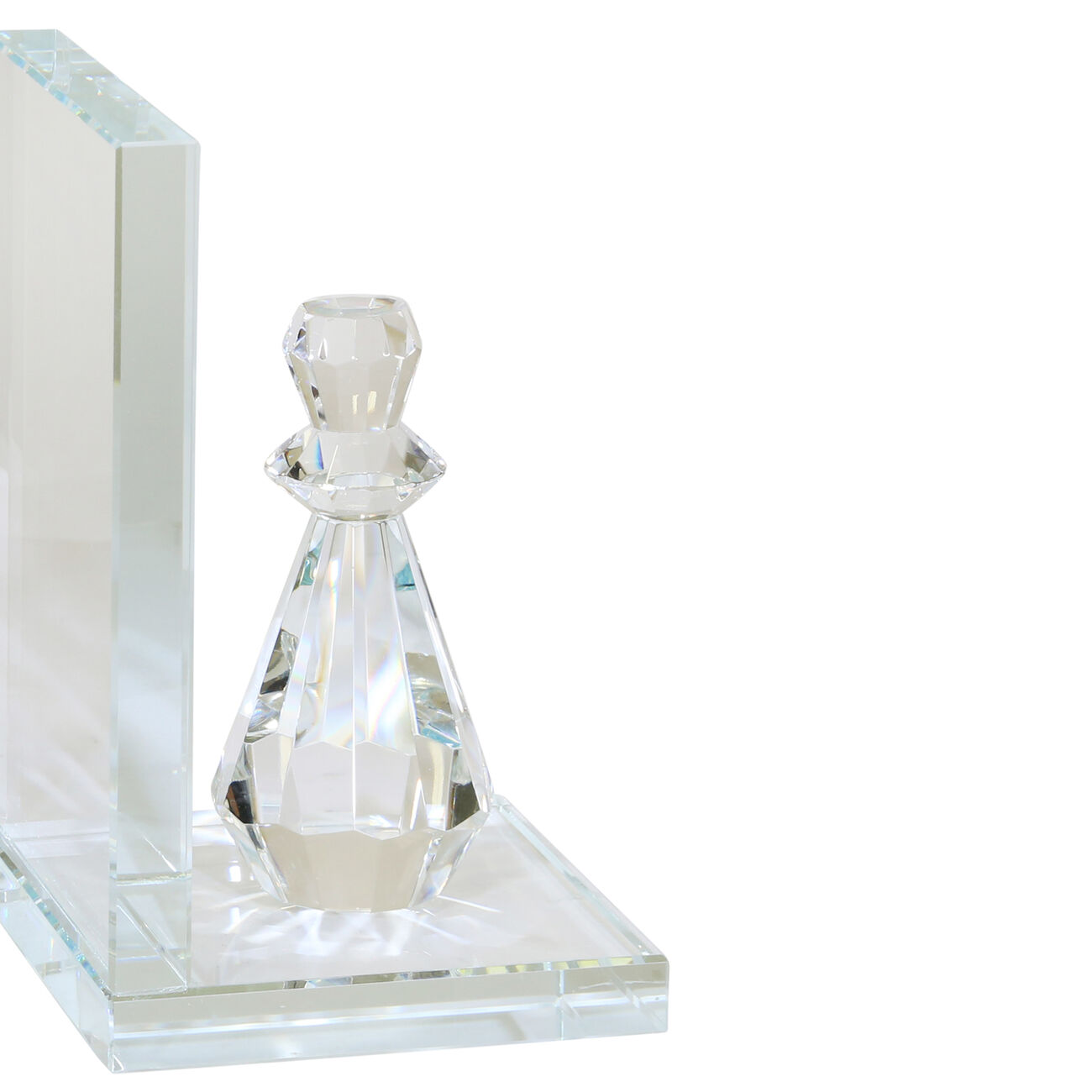 Glass Made Chess Piece Bookend, Pair of 2, Clear
