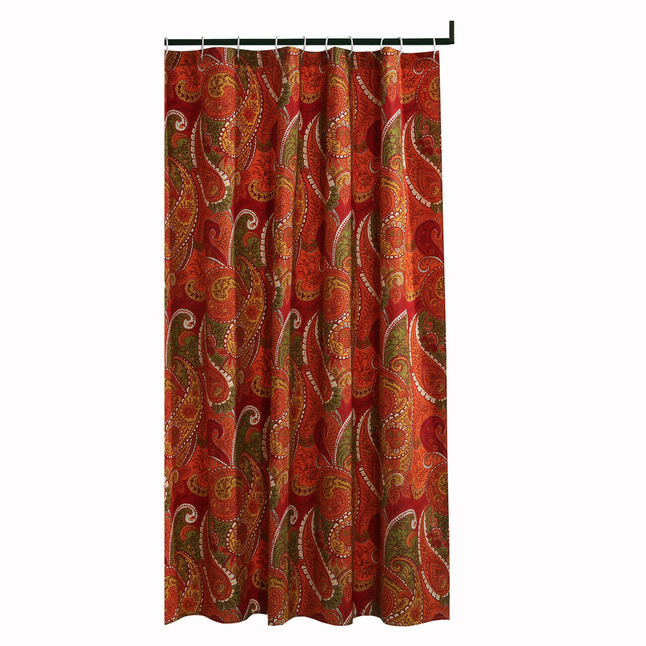 72 x 72 Polyester Shower Curtain with Paisley Print, Cinnamon Red
