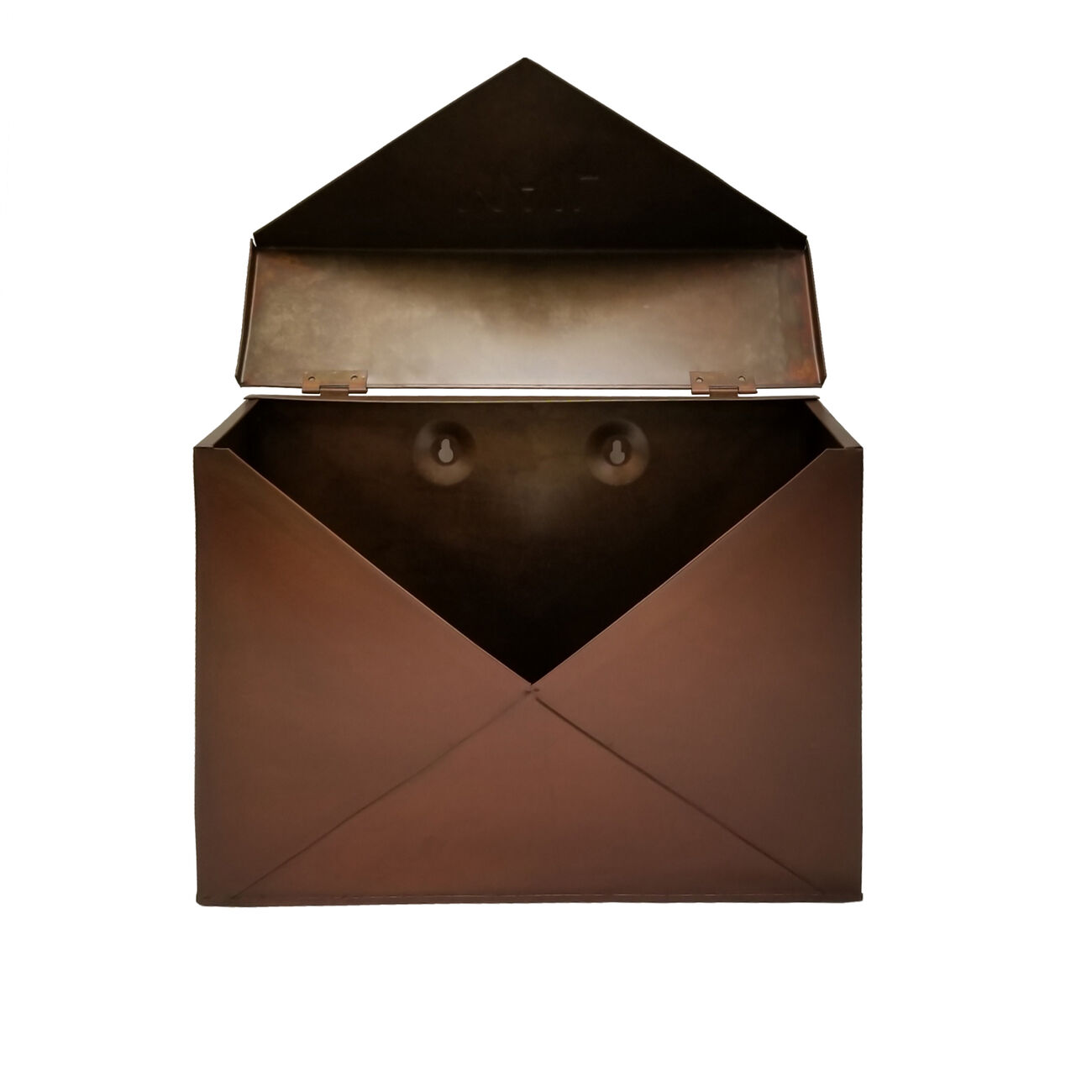 Spacious Envelope Shaped Wall Mount Iron Mail Box, Copper Finish