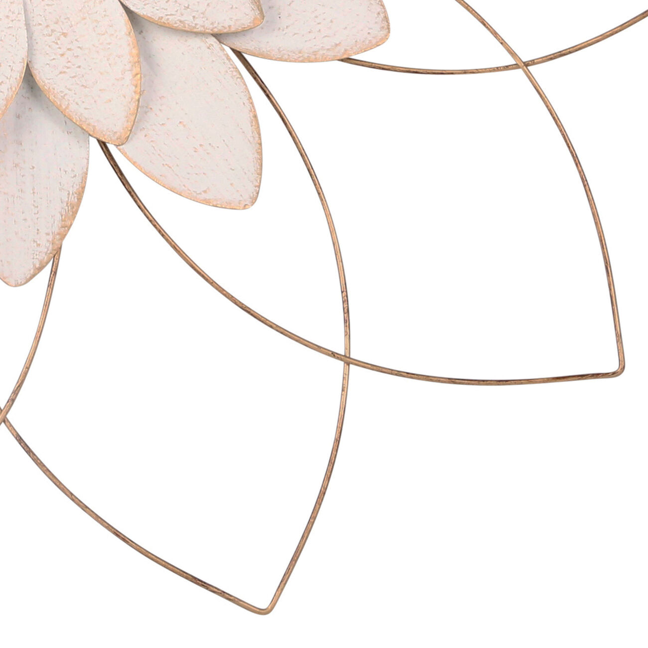 Contemporary Metal Wall Decor with Flower Design, Pink and Gold