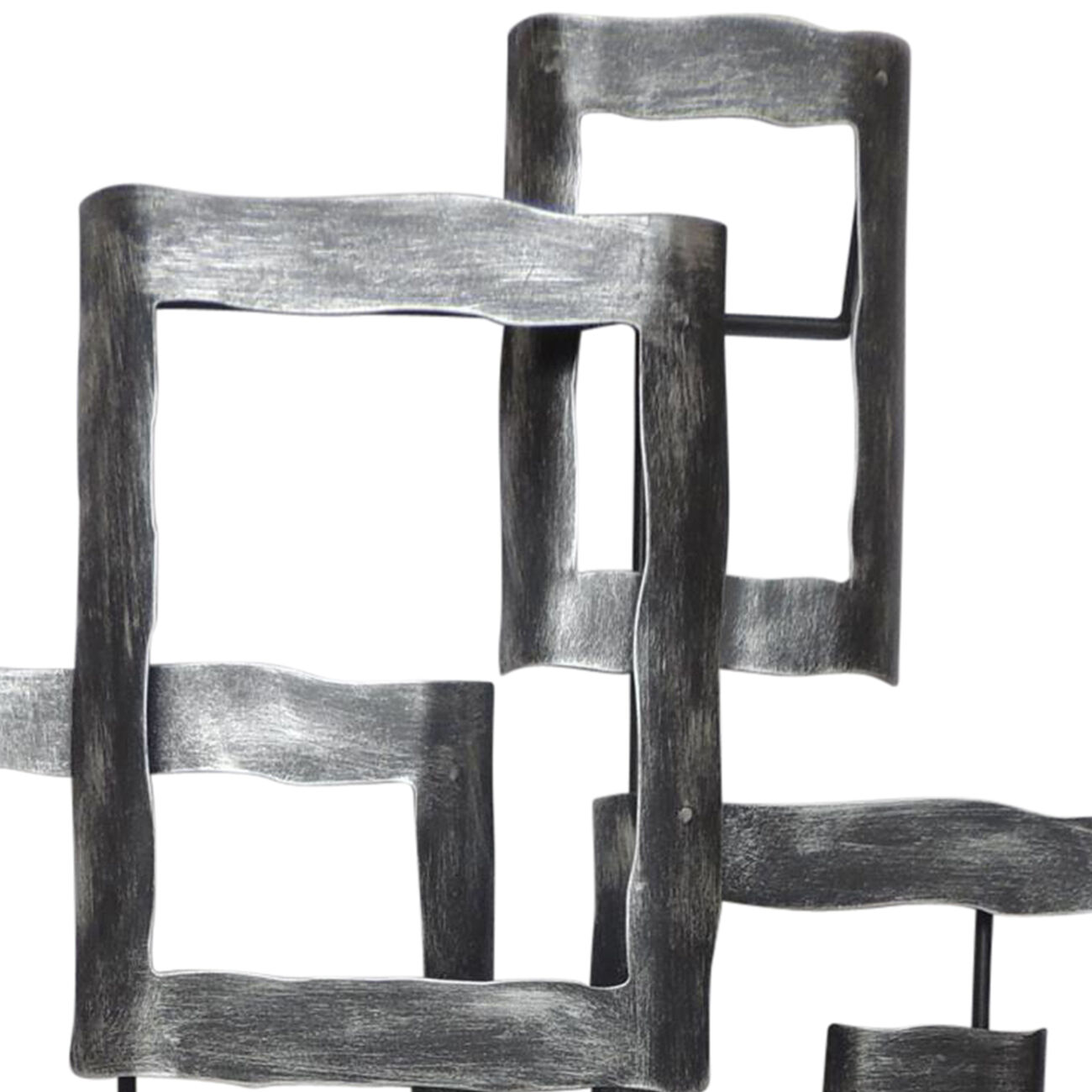 Interconnected Rectangles Hammered Metal Frame Wall Decor, Gray