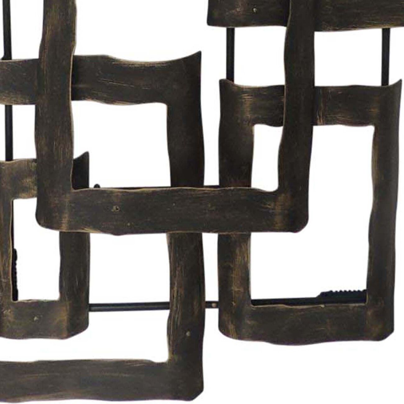 Interconnected Rectangles Hammered Metal Frame Wall Decor, Bronze