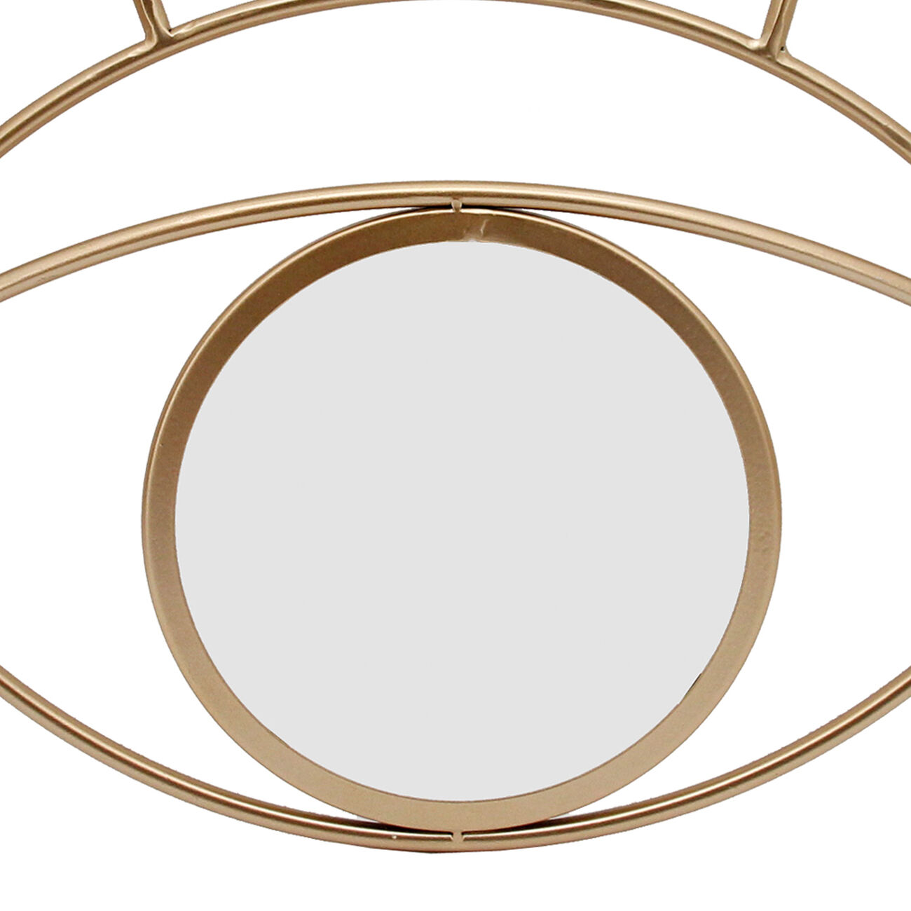Contemporary Eye Design Metal Wall Decor with Round Mirror,Gold and Silver