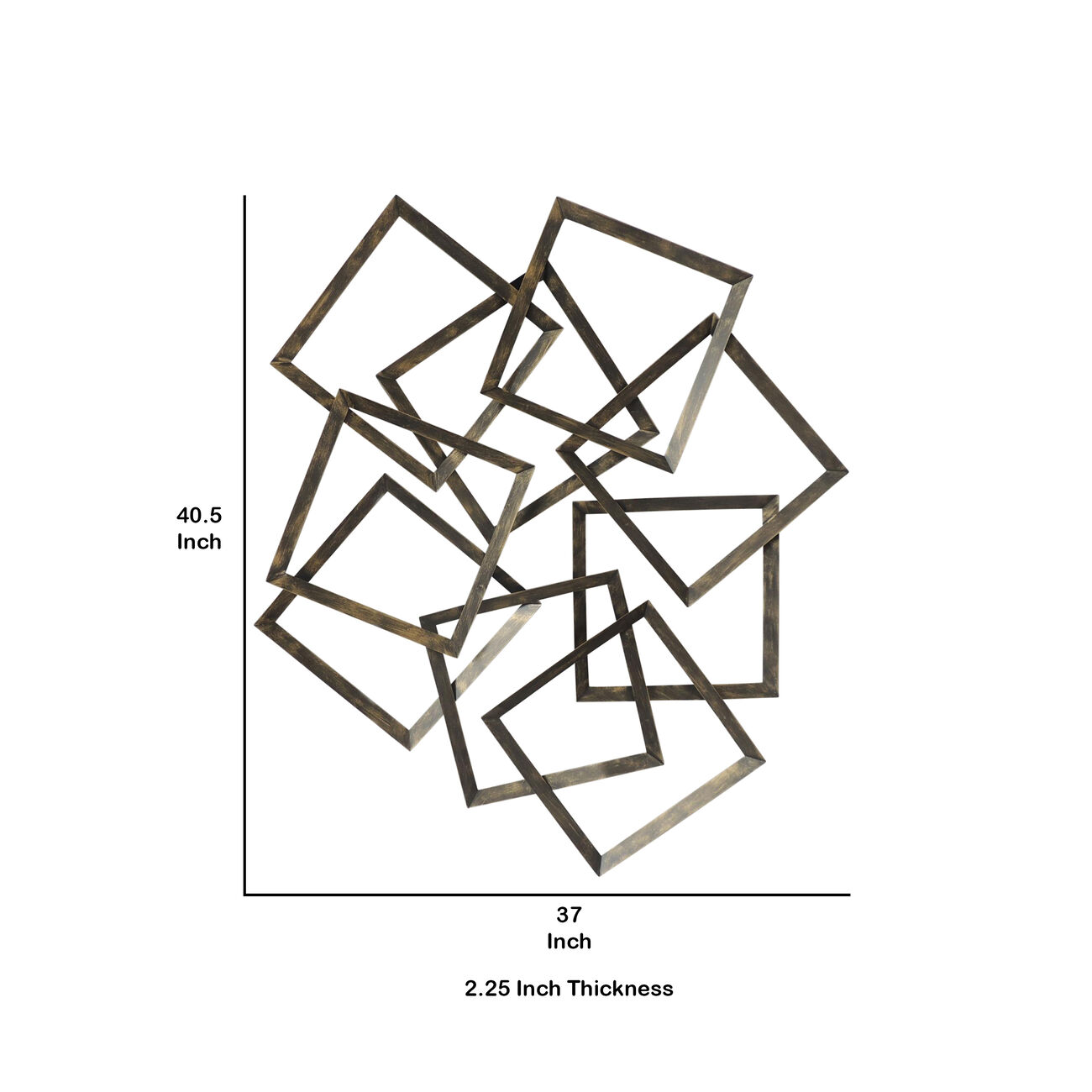 Interconnected Squares Metal Frame Wall Decor, Bronze