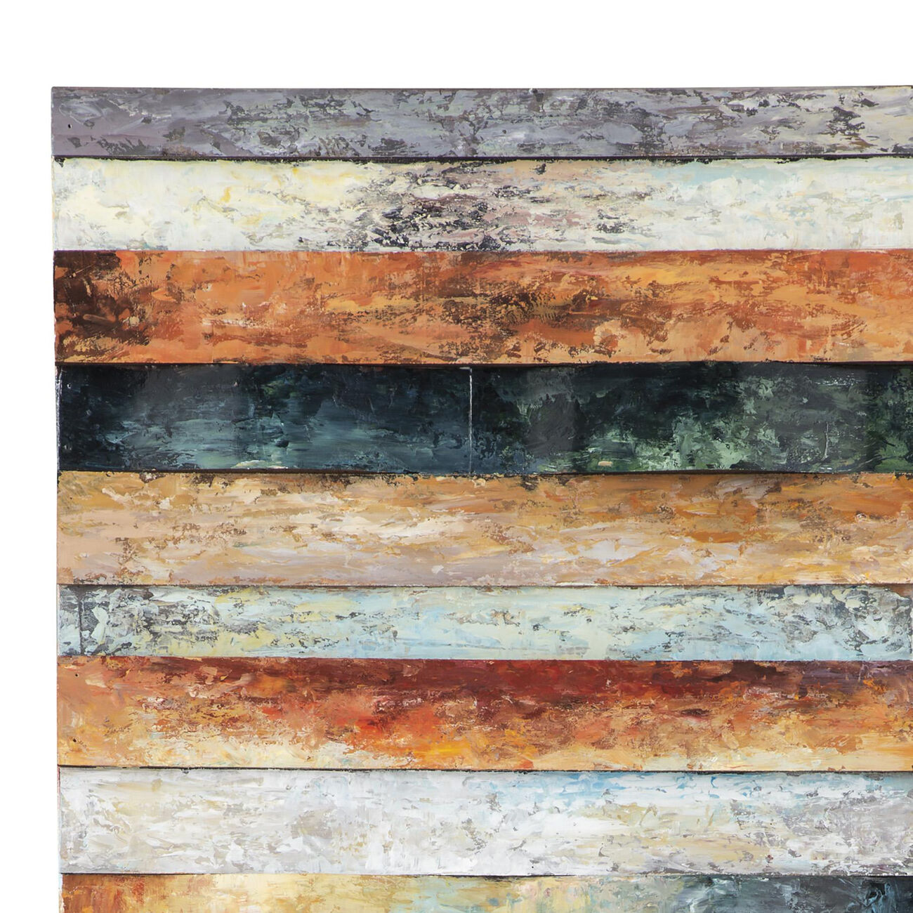 Plank Style Rectangular Wood and Metal Wall Decor, Multicolor